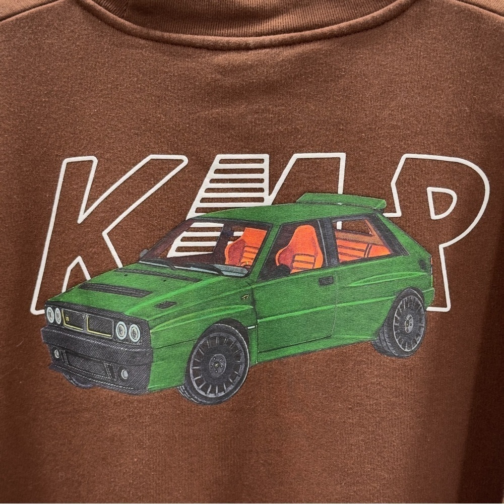 KAR L’ART DE L’AUTOMOBILE Sweater Men's M Brown KMP Graphic Car Crewneck Cotton